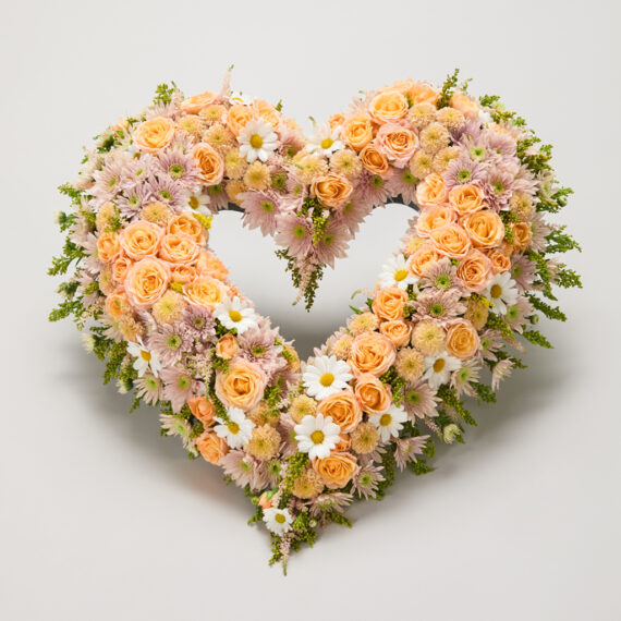 Nr. 35F Hjerte åpent, lys fersken, (50cm) - kun én størrelse